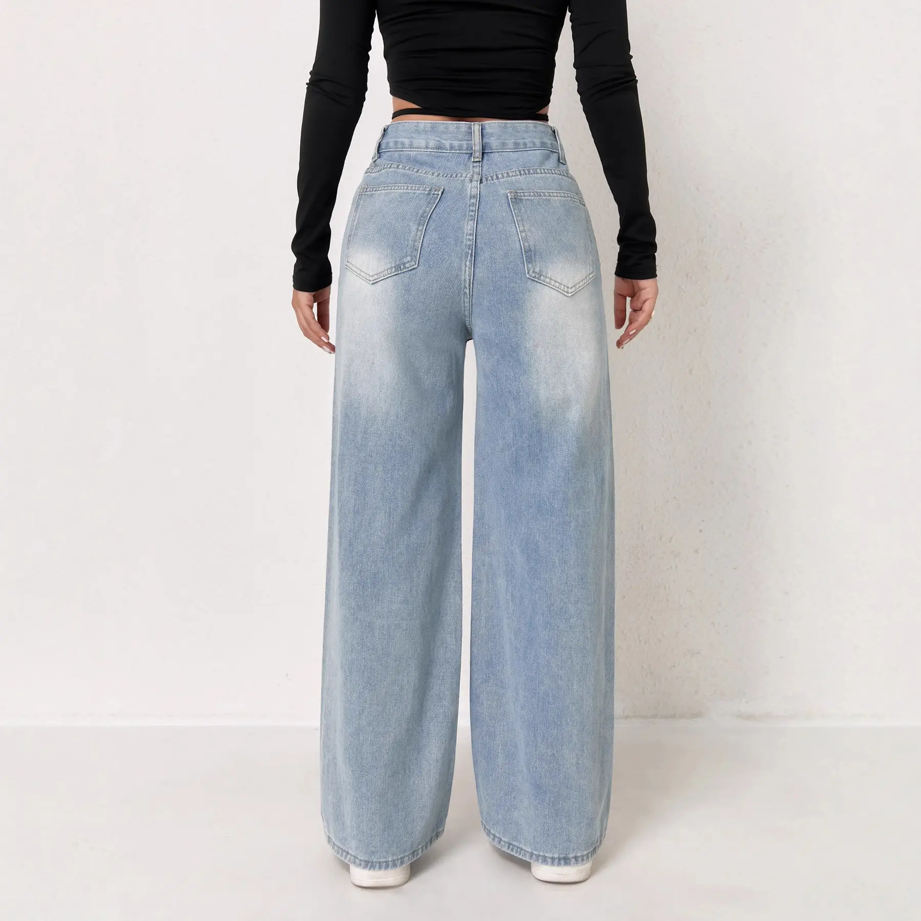 Dark Blue Flared Jeans for Women High Waist Slimming