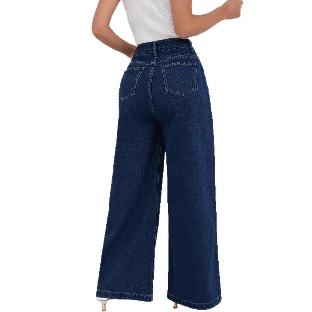 Dark Blue Flared Jeans for Women High Waist Slimming