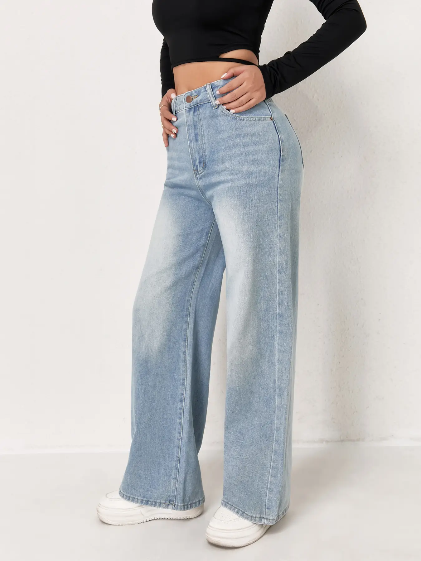 Dark Blue Flared Jeans for Women High Waist Slimming — feature 12