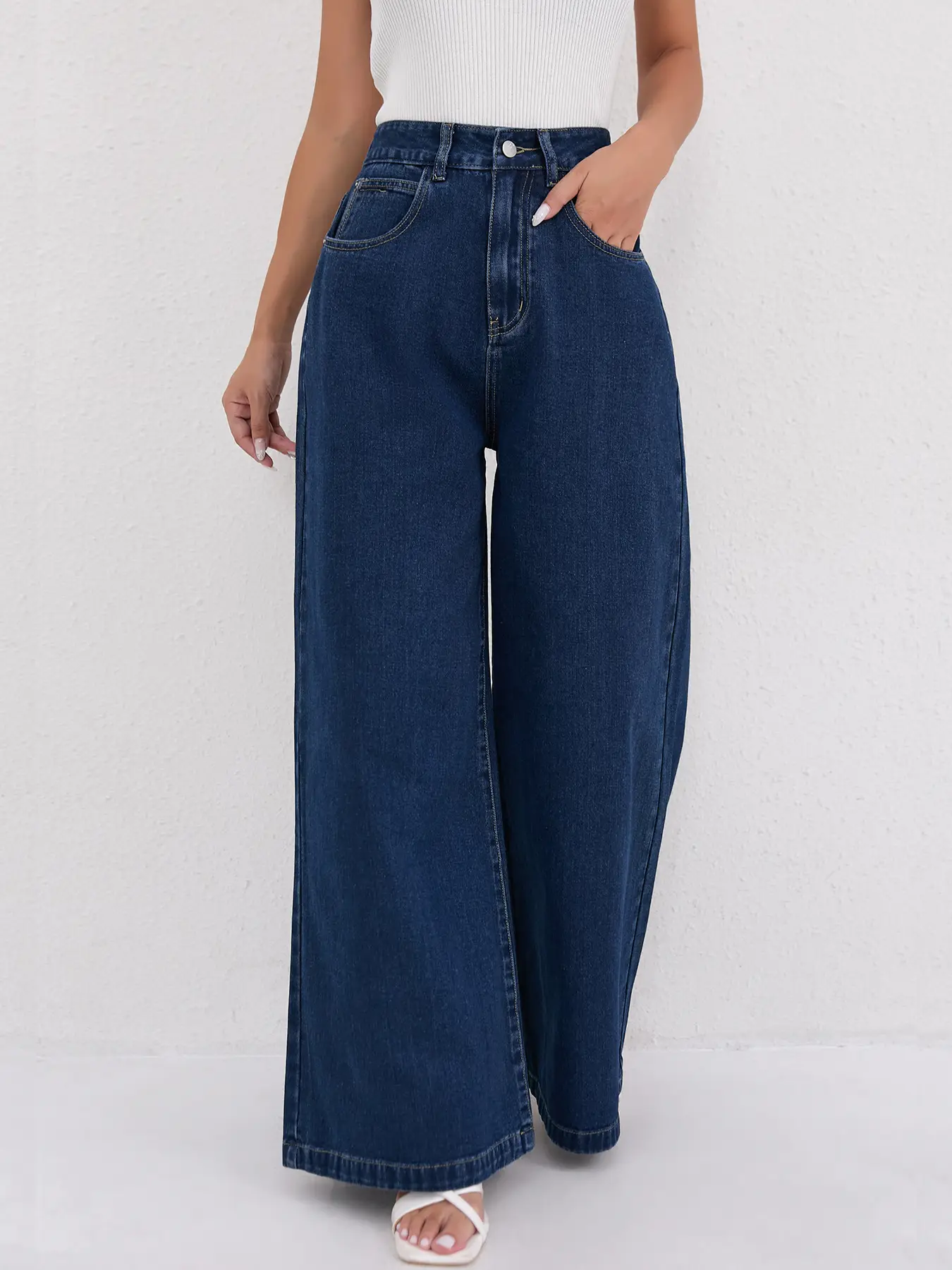 Dark Blue Flared Jeans for Women High Waist Slimming — feature 4