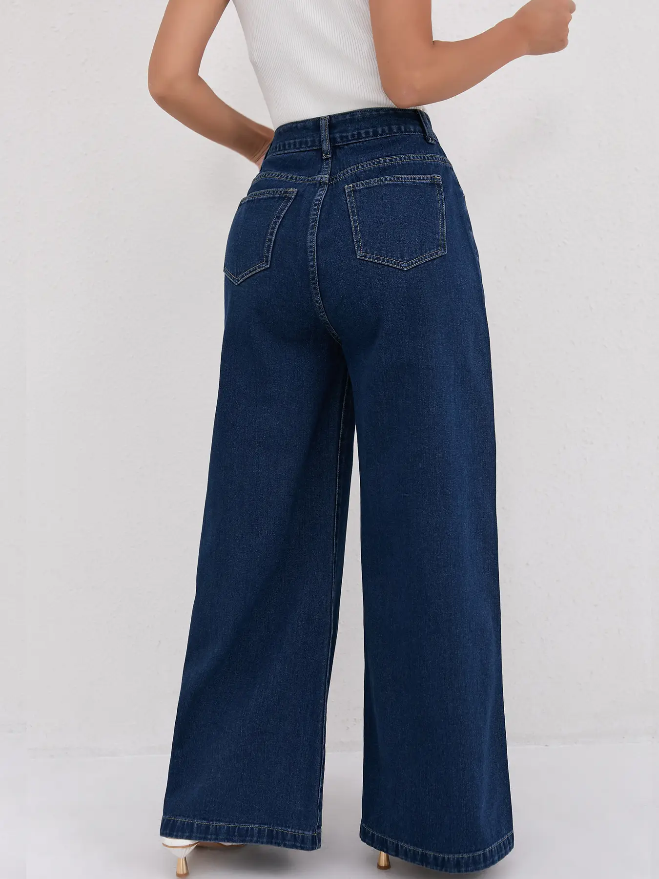 Dark Blue Flared Jeans for Women High Waist Slimming — feature 5