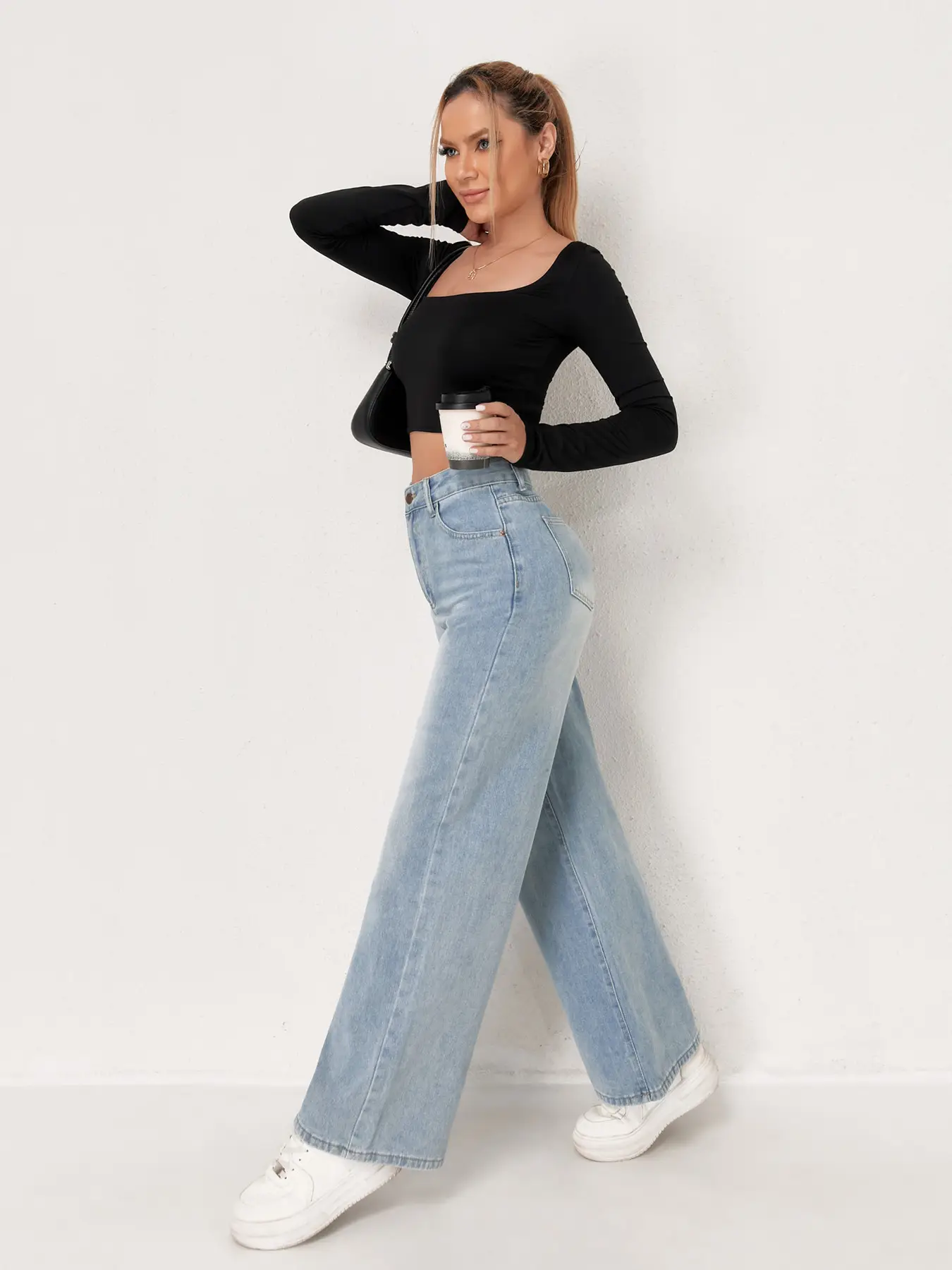 Dark Blue Flared Jeans for Women High Waist Slimming — feature 6