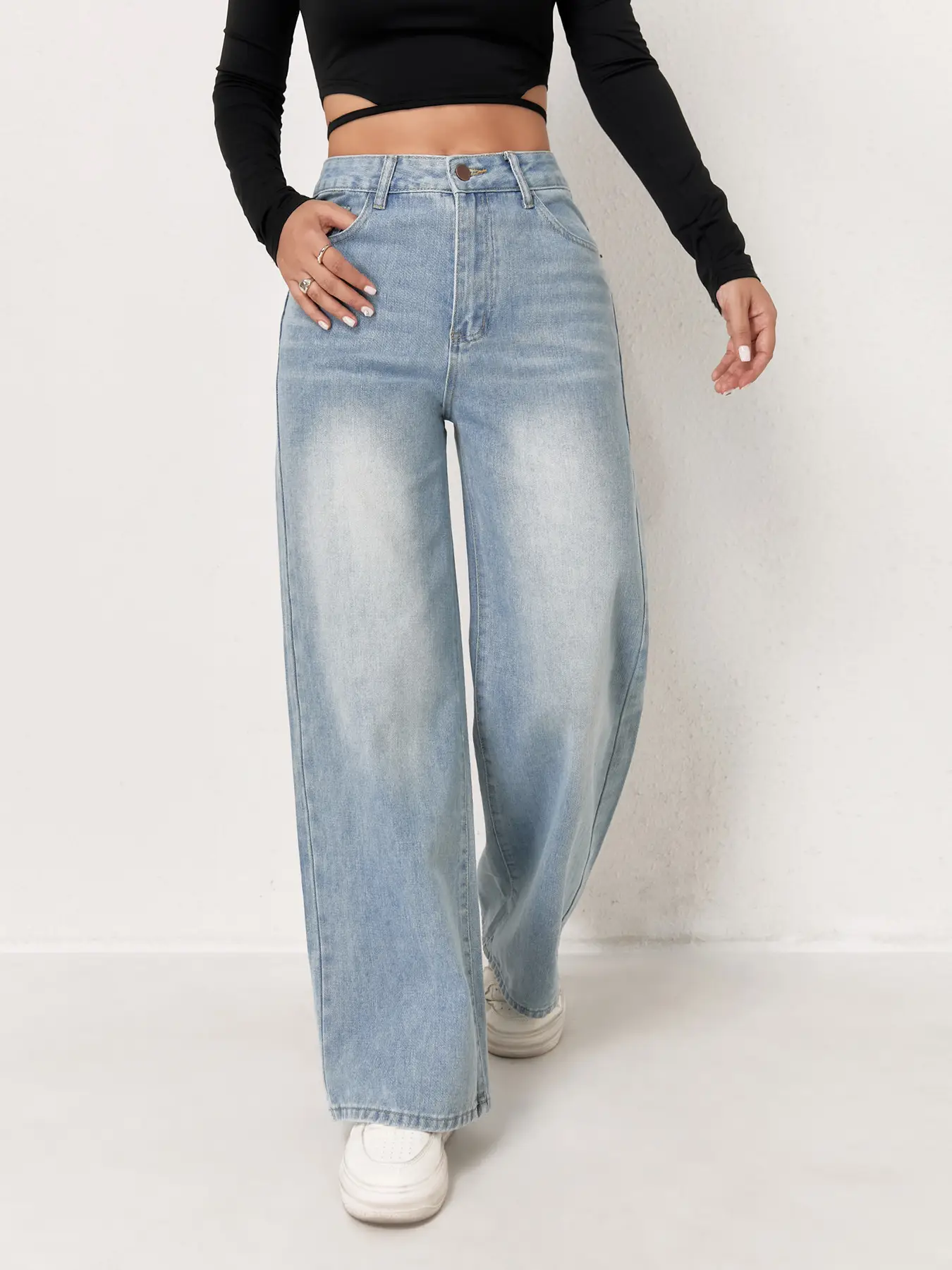 Dark Blue Flared Jeans for Women High Waist Slimming