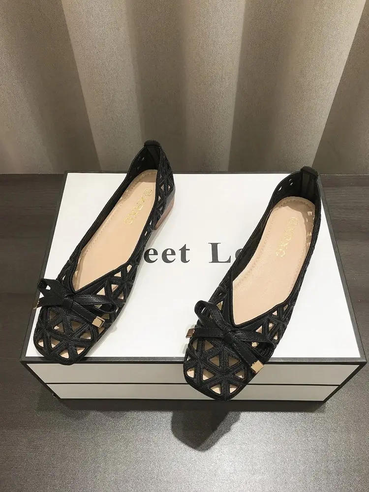 Spring and summer new soft bottom soft surface shallow mouth square head popular women's shoes all-match baotou one pedal low heel hole sandals women — feature 12