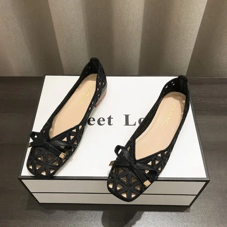 Spring and summer new soft bottom soft surface shallow mouth square head popular women's shoes all-match baotou one pedal low heel hole sandals women — feature 4
