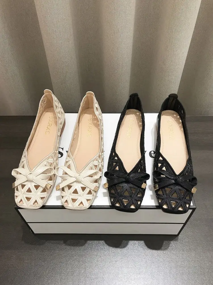 Spring and summer new soft bottom soft surface shallow mouth square head popular women's shoes all-match baotou one pedal low heel hole sandals women — feature 6