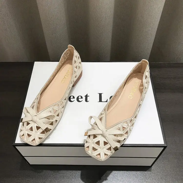 Spring and summer new soft bottom soft surface shallow mouth square head popular women's shoes all-match baotou one pedal low heel hole sandals women — feature 7