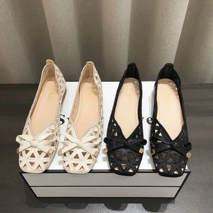 Spring and summer new soft bottom soft surface shallow mouth square head popular women's shoes all-match baotou one pedal low heel hole sandals women — feature 8