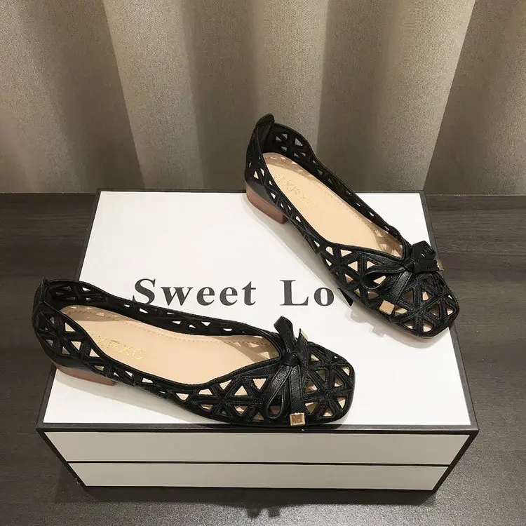 Spring and summer new soft bottom soft surface shallow mouth square head popular women's shoes all-match baotou one pedal low heel hole sandals women — feature 9