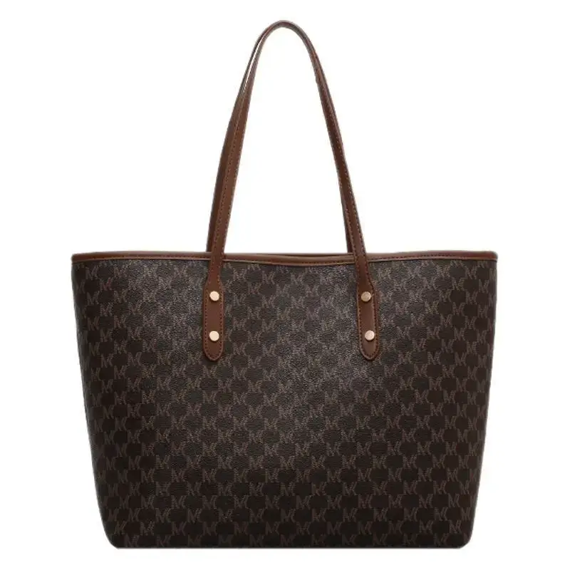 Retro Cross-Brand Women's Large Tote Bag Brown Brown Leather Handle - Image 8