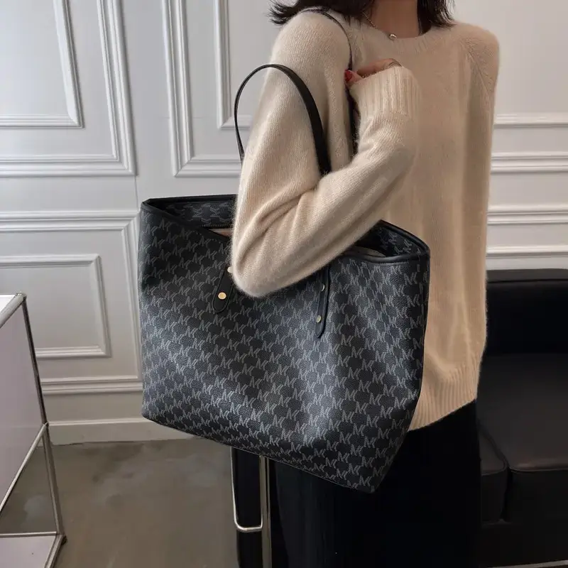 Retro Cross-Brand Women's Large Tote Bag Brown Brown Leather Handle — feature 9