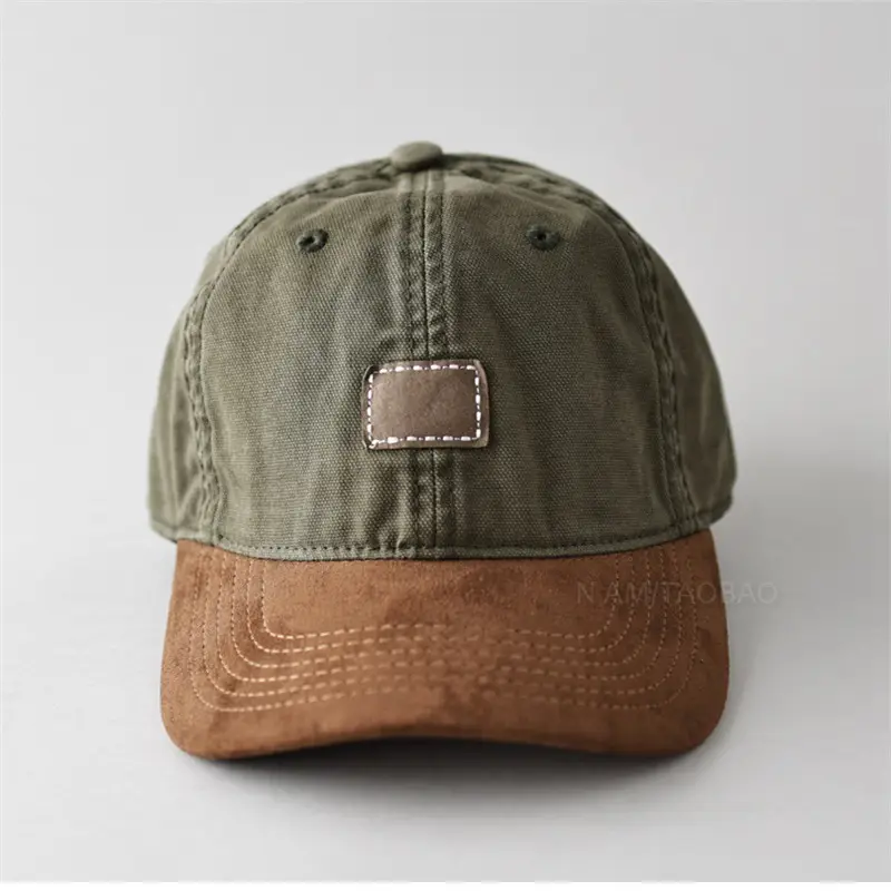 Men's Vintage Suede Baseball Cap Tan Sunshade - Image 3