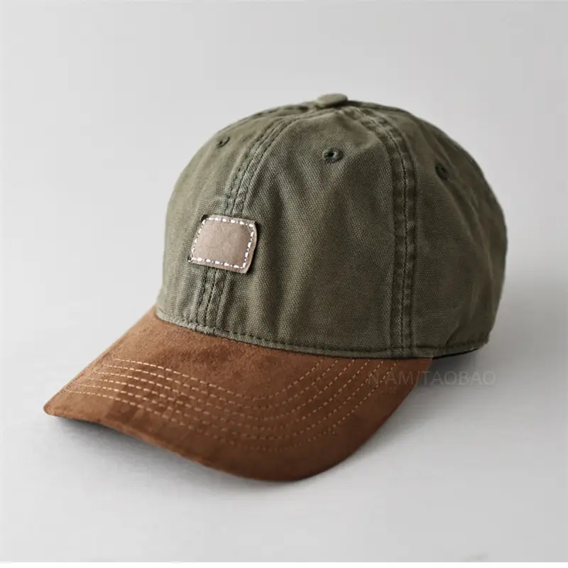 Men's Vintage Suede Baseball Cap Tan Sunshade - Image 4