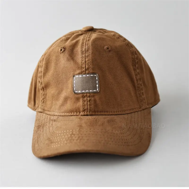 Men's Vintage Suede Baseball Cap Tan Sunshade - Image 6