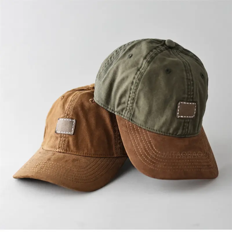 Men's Vintage Suede Baseball Cap Tan Sunshade - Image 7