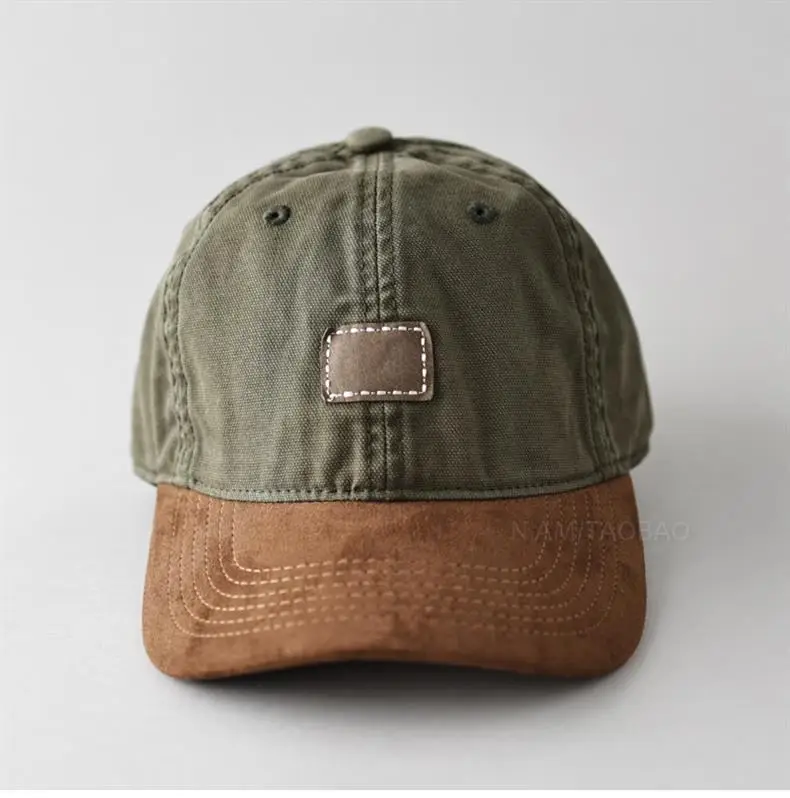 Men's Vintage Suede Baseball Cap Tan Sunshade — feature 2