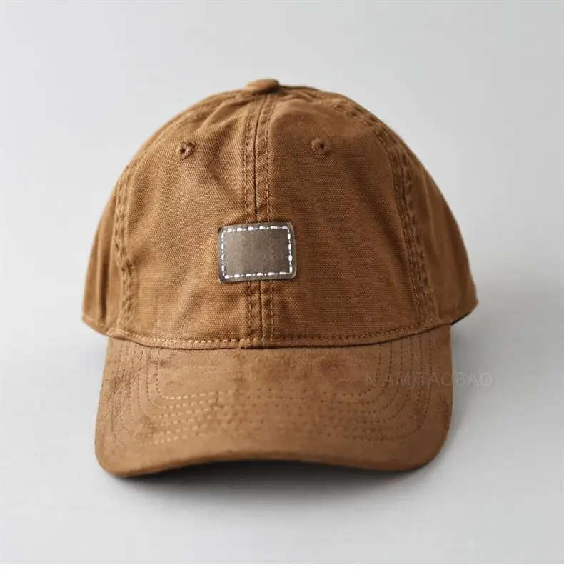 Men's Vintage Suede Baseball Cap Tan Sunshade — feature 4
