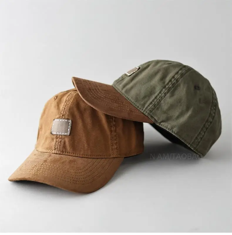 Men's Vintage Suede Baseball Cap Tan Sunshade — feature 6