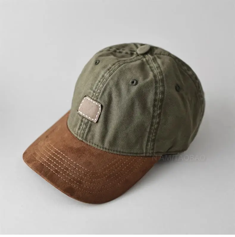 Men's Vintage Suede Baseball Cap Tan Sunshade — feature 7