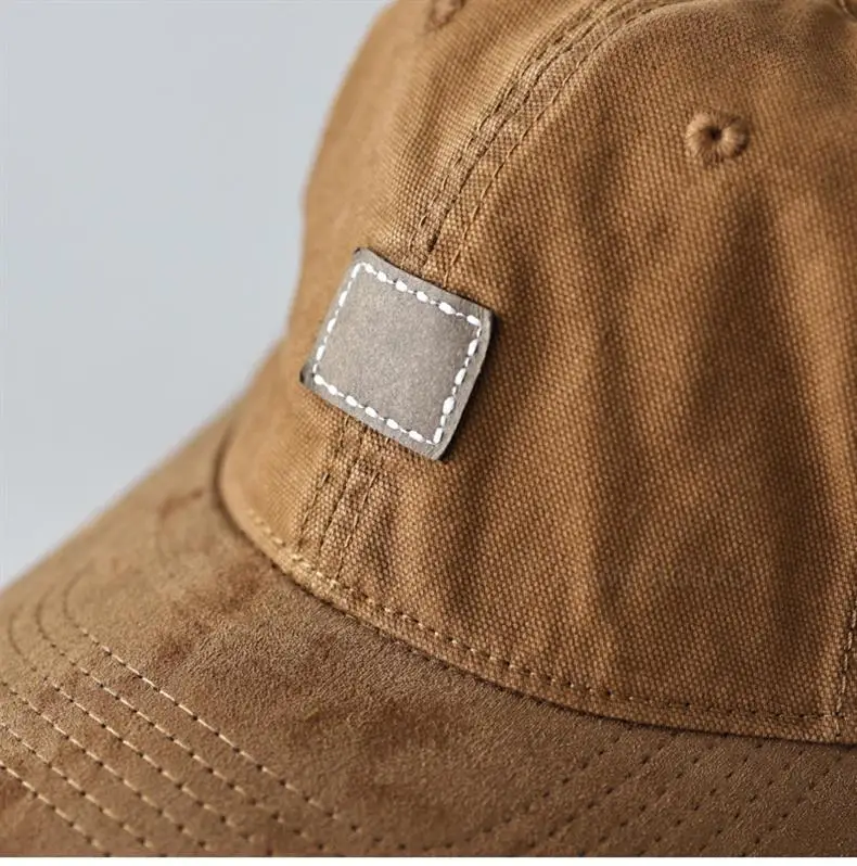 Men's Vintage Suede Baseball Cap Tan Sunshade — feature 8