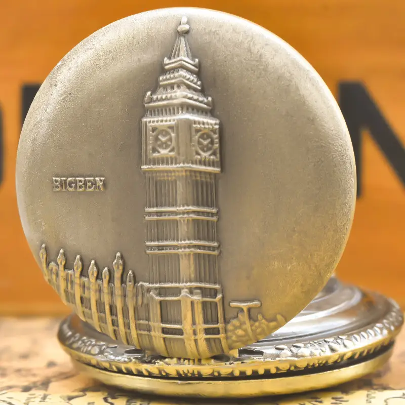 Vintage British London Big Ben Watch Bronze Pocket Watch - Image 4