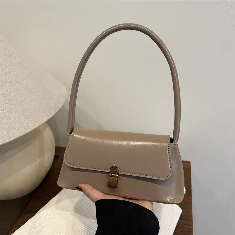 Women's Vintage Niche Leather Shoulder Bag Beige 2025 - Image 5