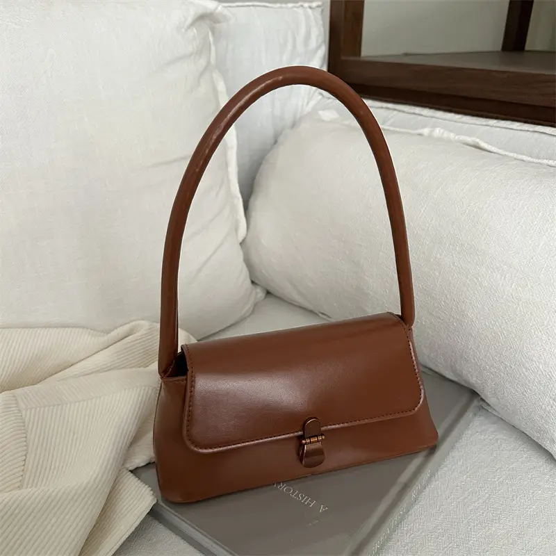 Women's Vintage Niche Leather Shoulder Bag Beige 2025 - Image 7