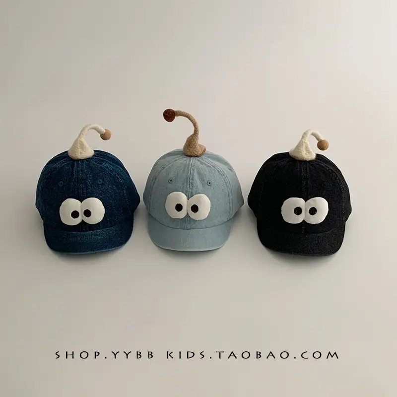 Cute Blue Denim Cap with Big Eyes for Boys Girls - Image 4