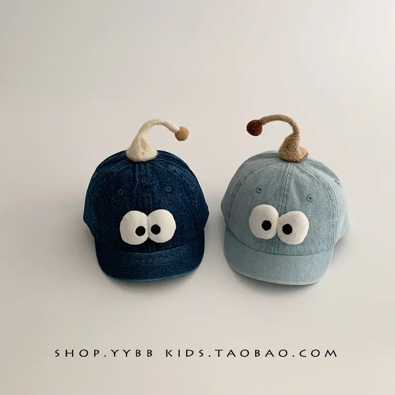 Cute Blue Denim Cap with Big Eyes for Boys Girls - Image 5
