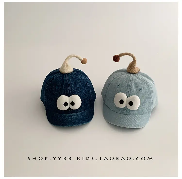 Cute Blue Denim Cap with Big Eyes for Boys Girls — feature 2