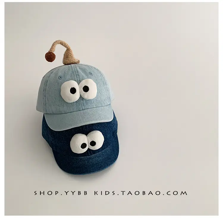 Cute Blue Denim Cap with Big Eyes for Boys Girls — feature 3