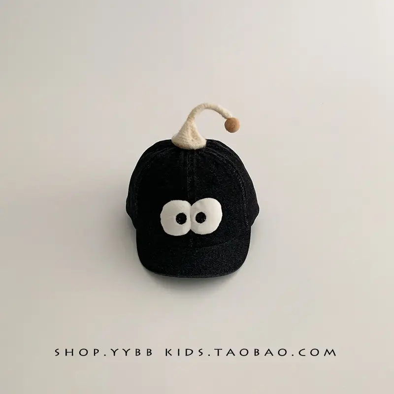 Cute Blue Denim Cap with Big Eyes for Boys Girls - Image 3