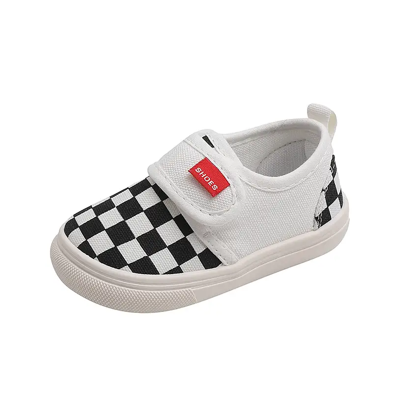 Children's Super Fire Canvas Shoes White Black Slip On