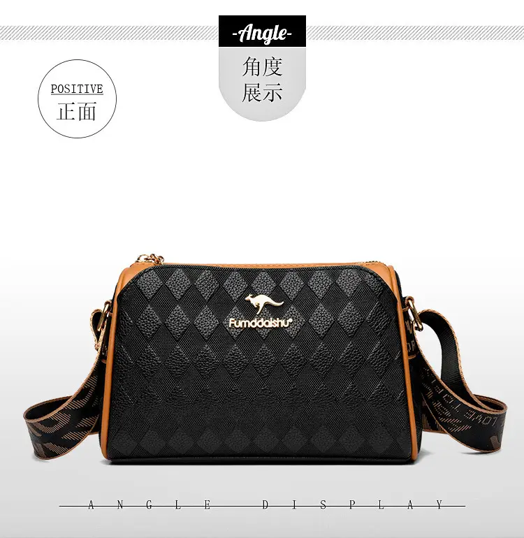 Elegant Rhombic Shoulder Bag with Leather Strap — feature 14