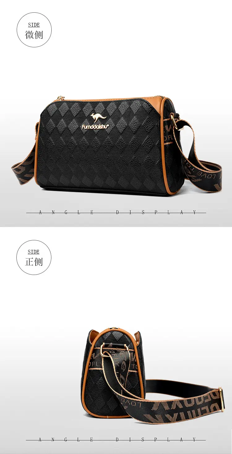 Elegant Rhombic Shoulder Bag with Leather Strap — feature 15