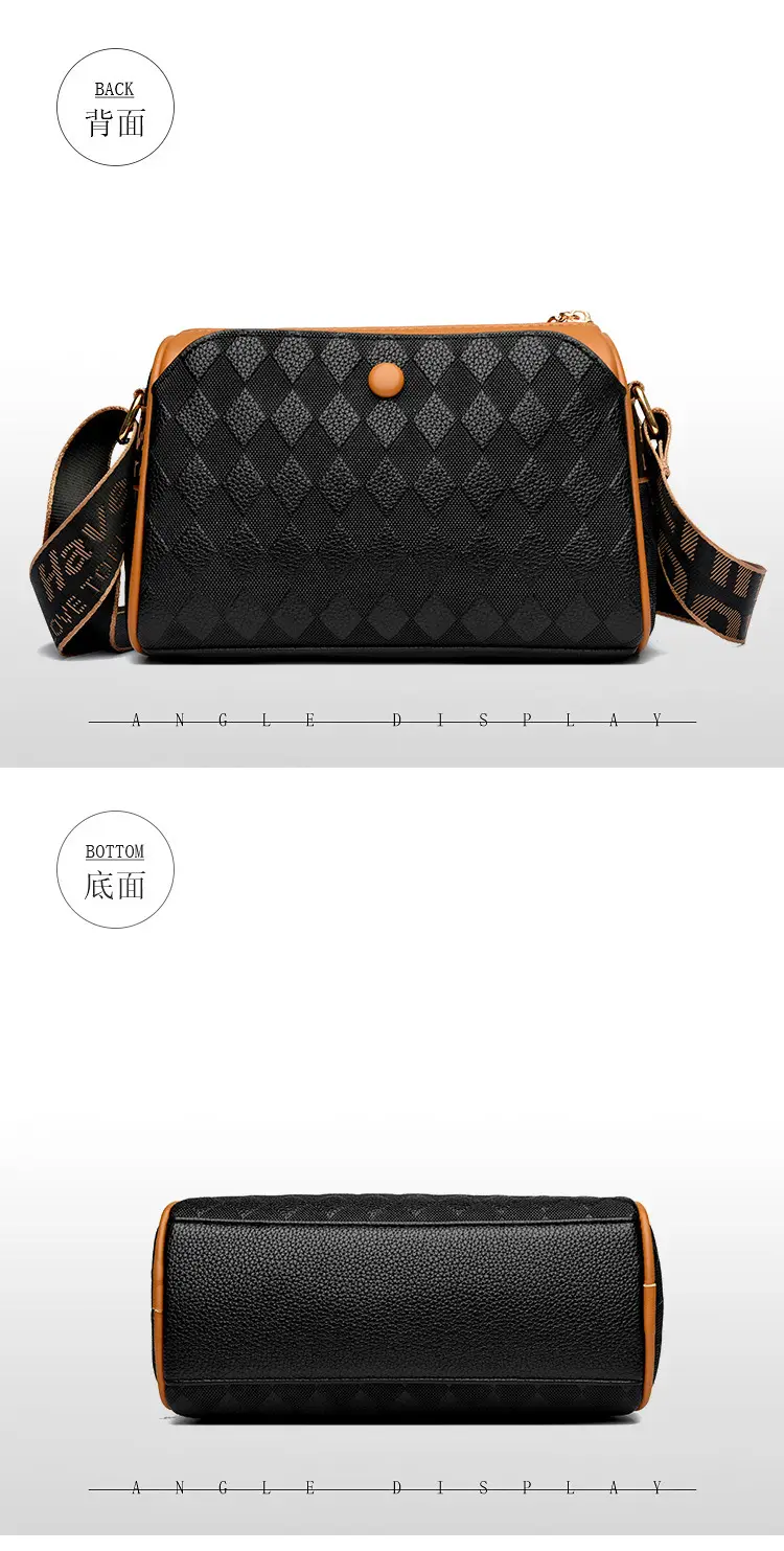 Elegant Rhombic Shoulder Bag with Leather Strap — feature 16