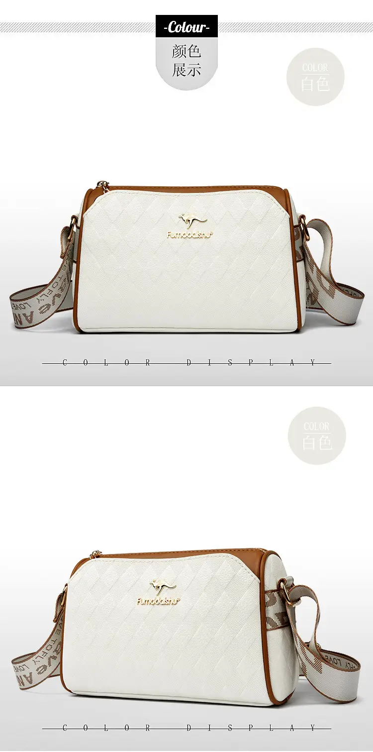 Elegant Rhombic Shoulder Bag with Leather Strap — feature 17