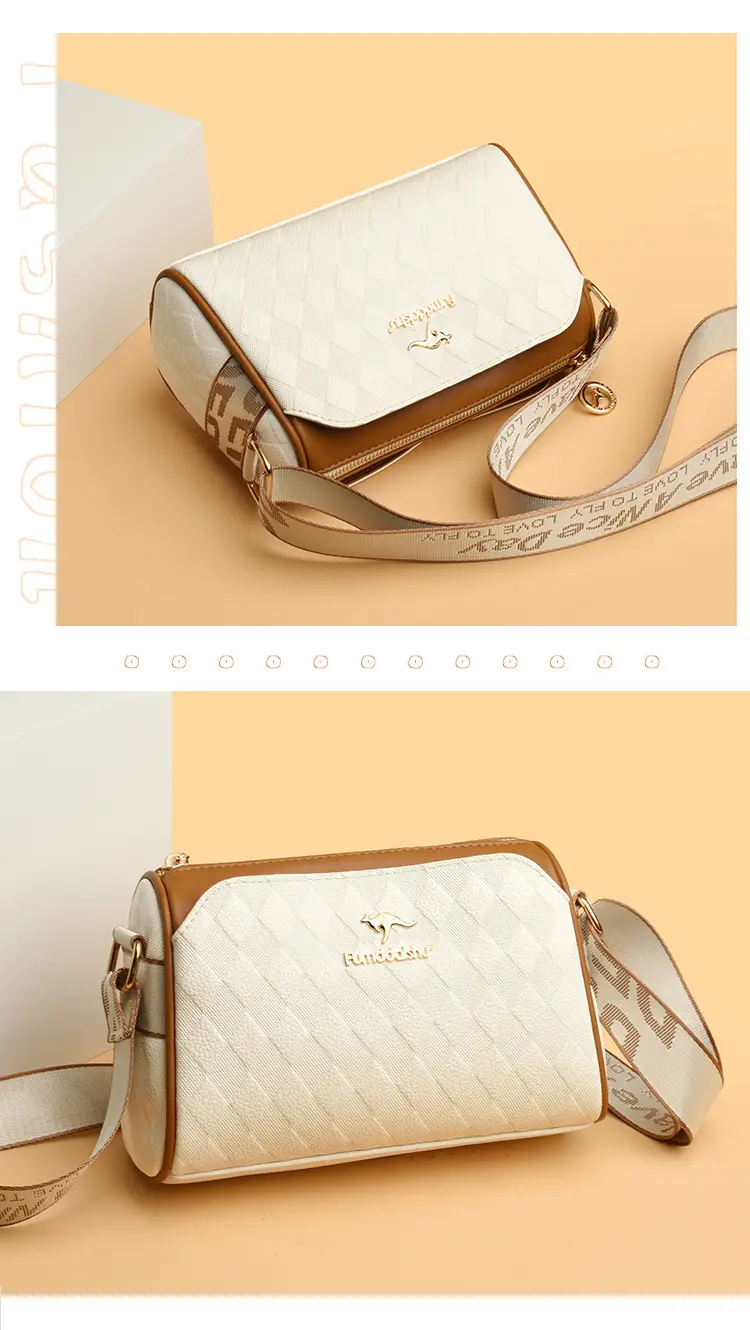 Elegant Rhombic Shoulder Bag with Leather Strap — feature 7
