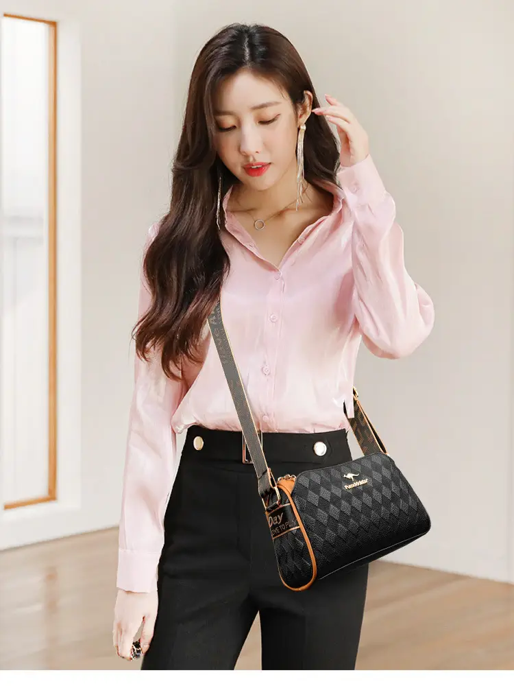 Elegant Rhombic Shoulder Bag with Leather Strap — feature 8