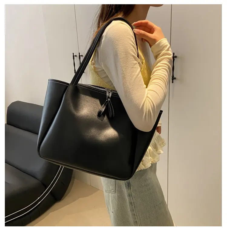 Black Leather Crossbody Bag with Logo Print — feature 5