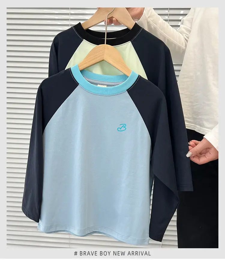 Haima Boys Raglan Sleeve T-Shirt Light Blue Long Sleeve — feature 2