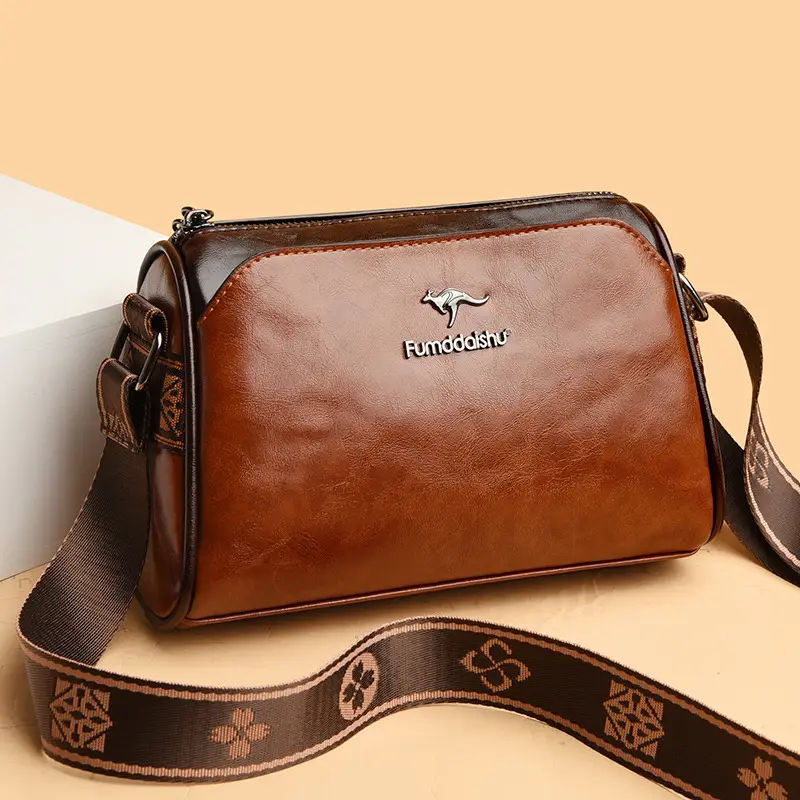 Black Crossbody Bag with LV Pattern Strap for Women - Image 6