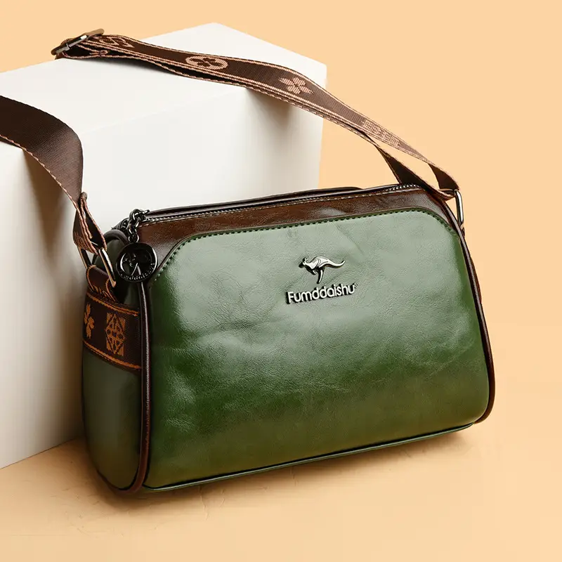 Black Crossbody Bag with LV Pattern Strap for Women - Image 7