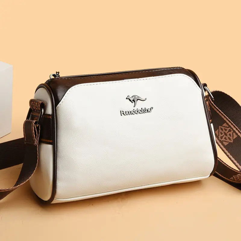 Black Crossbody Bag with LV Pattern Strap for Women - Image 8