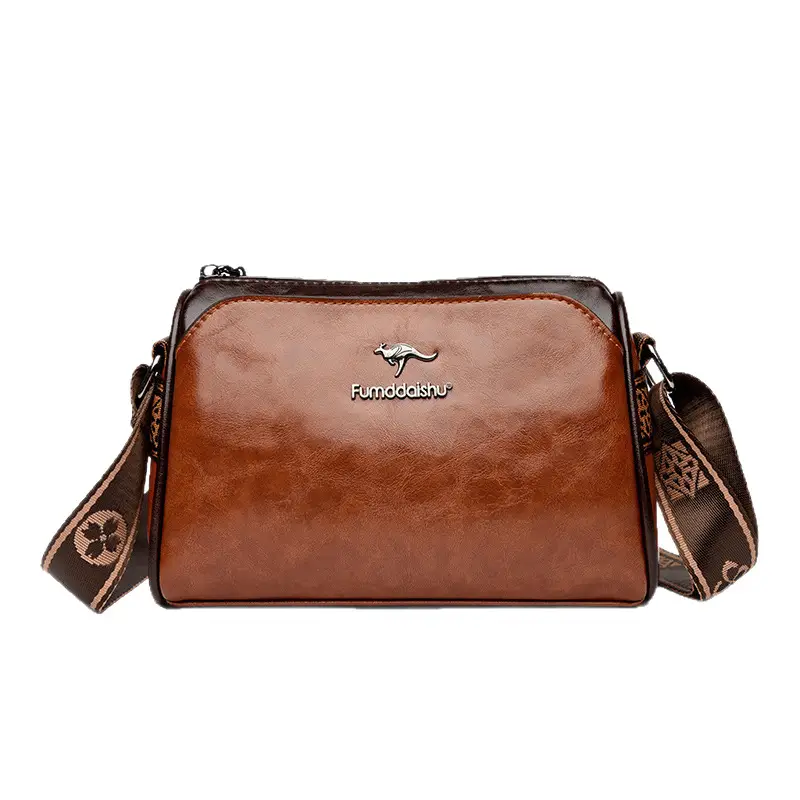 Black Crossbody Bag with LV Pattern Strap for Women - Image 9