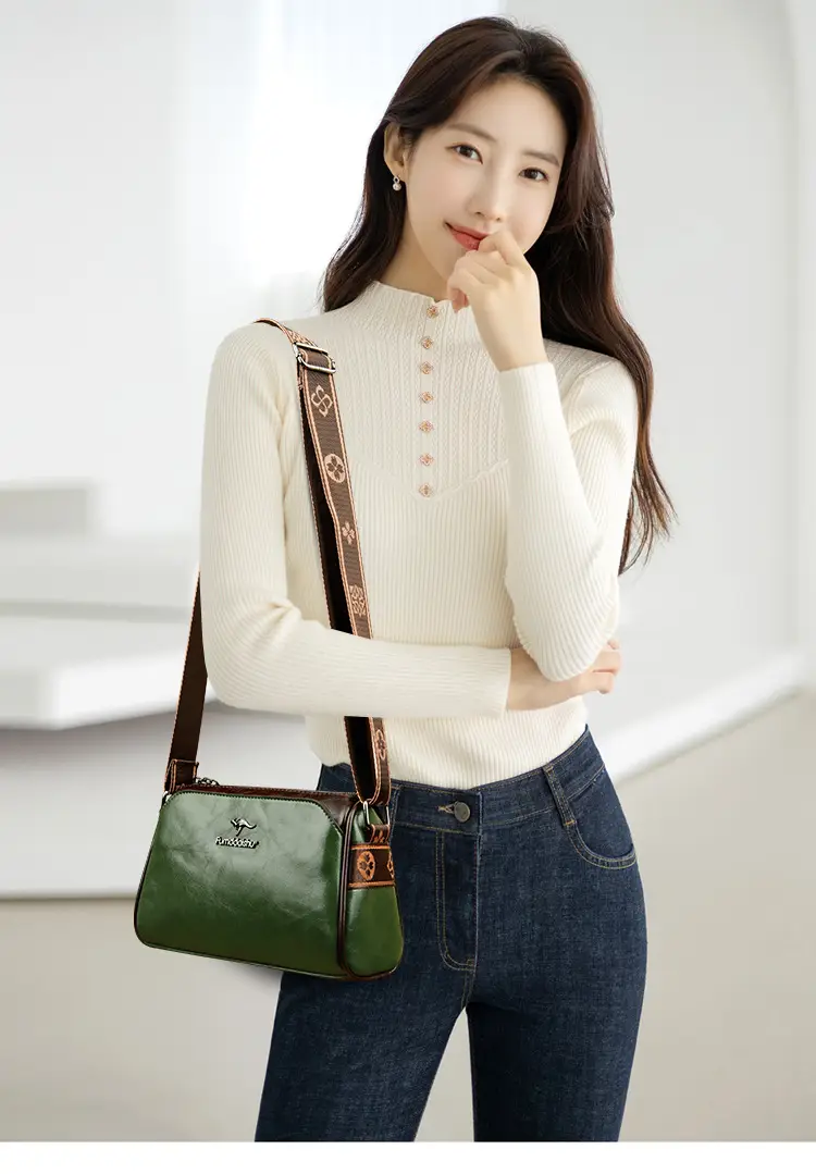 Black Crossbody Bag with LV Pattern Strap for Women — feature 11