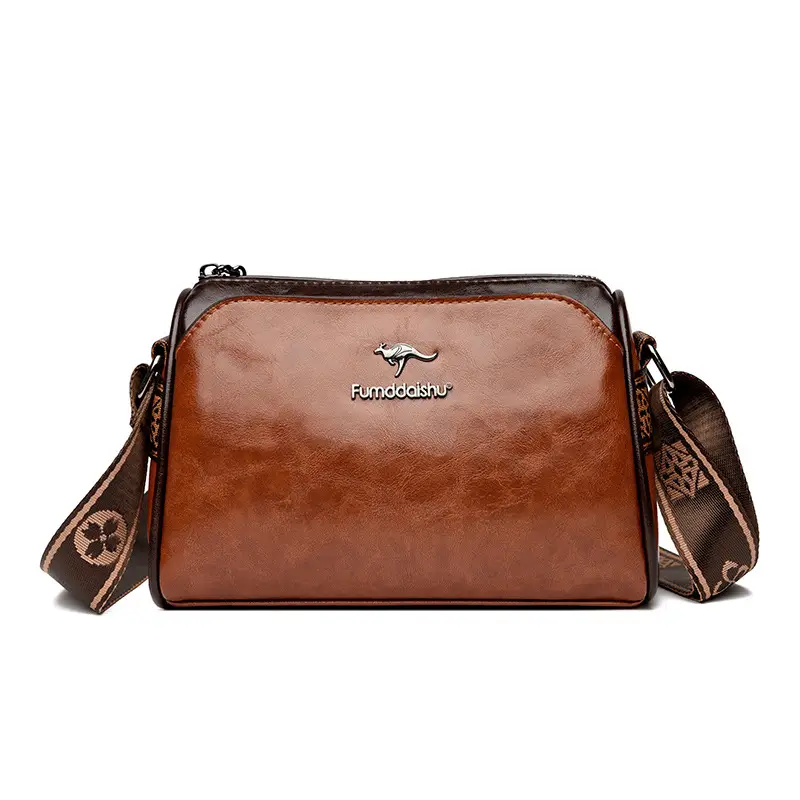 Black Crossbody Bag with LV Pattern Strap for Women - Image 3