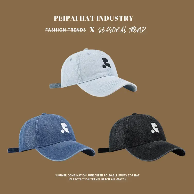 Denim Cap Women Men Summer Sun Hat with Embroidery — feature 3