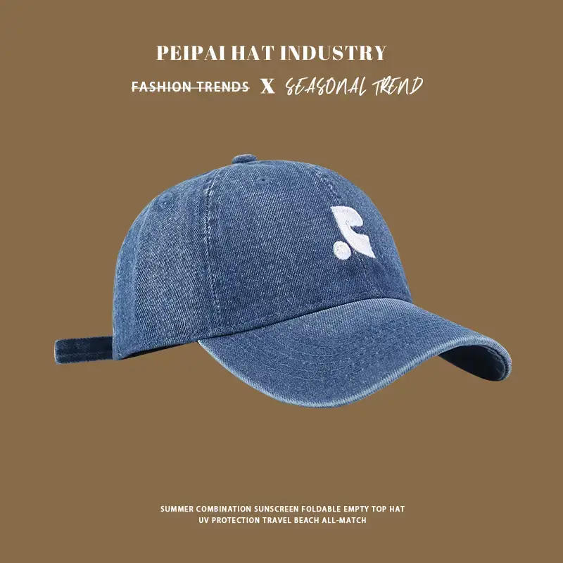 Denim Cap Women Men Summer Sun Hat with Embroidery - Image 2
