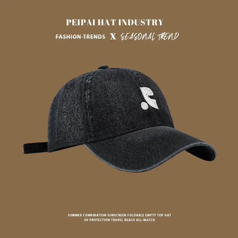 Denim Cap Women Men Summer Sun Hat with Embroidery - Image 3